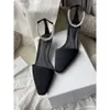 Designer Toteme Pearl Black Shoes Brap Acnal Satin Sumps Women Italy 3,5 см высотой каблук Европейский размер 35-40 Оригинальная коробка настоящие фотографии 1JHF