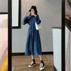 Casual Dresses Autumn Winter Retro Mid Length Long Sleeve Dress Vintage Aesthetic Clothing Prom 2023 Women's Office Big Size Korean Y2k