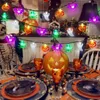 Strängar Halloween LED -ljus Spooky String Lights Remote Control Waterproof 8 Modes Battery Operated Bat Spider Pumpkin Decor