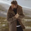 Moda Pelliccia Sintetica da UomoGiacca Invernale da Uomo Vintage Giubbotti in Pelle da Uomo Cappotto di Pelliccia Finta Leacket Marrone Moto Bomber Shearling Bottone6801084L230914