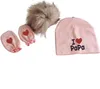 Caps Hats born baby p ography props cotton beanie with detachable pompom hat bonnet gloves foot covers i love mama 230914