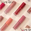 Lip Gloss Handaiyan 12 Color Book Style Set Matte Liquid Lipstick Pearlescent Long-Lasting Smudgeproof Waterproof Non-Stick Cup Tra Ch Dhjfv