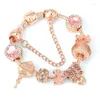 Strand Collezione in oro rosa Gioielli Perline in vetro dolce Fai da te Bracciale originale Ragazza Papillon Fiore Accessori moda Regalo