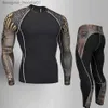 Sous-vêtements thermiques pour hommes Sous-vêtements thermiques pour hommes Compression Sous-vêtements de sport pour hommes MMA rash guard Leggings de fitness pour hommes T-shirt de jogging Séchage rapide Gym Entraînement Sport sui