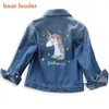 Jackor Bear Leader Girls Denim Coats Brand Spring Kids Jackets Kläder Tecknad kappa broderi Barn Kläder för 3 8y 230914