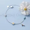 Bracelets à maillons couleur argent, fleur abeille, chaîne en Zircon Simple et douce pour femme, vente en gros