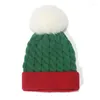 Bérets d'hiver chaud chapeau de noël fourrure Pom Poms épais avec cloche pour enfants adultes bonnets tricotés bonnet de père noël bébé cadeau de noël