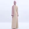 Ethnische Kleidung Damen Langarm Maxikleid Muslimische Frauen Abaya Robe A-Linie schlicht schlicht modern islamischen arabischen Stil lässig