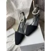 Designer Toteme Pearl Black Shoes Brap Acnal Satin Sumps Women Italy 3,5 см высотой каблук Европейский размер 35-40 Оригинальная коробка настоящие фотографии 1JHF