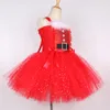 Girl's Dresses Sparkly Christmas Elf Tutu Dress for Girls Santa Claus Costumes For Kids Birthday Halloween Outfit Children Xmas Holiday kläder 230914