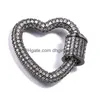 Clasps Hooks Riversr Cz Micro Pave Screw Accessories White Pink Yellow Gun Black Heart Copper Zircon Diy Jewelry Findings Wholesale Dr Dhmph