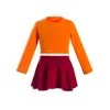 Famille correspondant tenues filles Daphné Blake robe Costume patineuse Halloween femmes Cosplay jupe ajustée tenue enfants Velma Fred ou Shaggy costume 230914