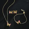 Necklace Earrings Set JMK Laser Butterfly Bracelet Ring For Women Multi Color Animal Pendant Chain Boho Jewelry Gift Drop