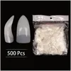 False Nails 500Pcs Curved Fake Nail Natural Half Er Acrylic Suitable For Professional Salon Or Home Use Press On Abs Drop Delivery Hea Dhnu8