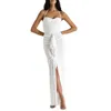 Casual Dresses Women S Long Bodycon Dress Sleeveless Halter Tie Sweetheart Neck Slit Ruched Maxi For Cocktail Party