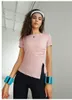 Damen-T-Shirts, Sport-T-Shirts, Fitnessstudio, Kleidung, plissiert, Schlitz, kurzärmelig, solides Oberteil, schnell trocknend, Sommer, lässig, einfach, Fitness-T-Shirts, Laufen