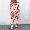 Sweats à capuche pour femmes 2023 Automne 2 pièces Ensemble Femmes Tenues Ensembles assortis Streetwear Street Style Imprimé Floral Survêtement Dames Survêtement Femme