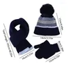 Bérets Hommes Automne Hiver Garder Au Chaud Ensemble Bonnet Gants Écharpe Mâle Laine Fil Tricoté Silencieux Chapeau Bonnet Bonnets Costumes Pour Enfants