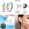 Hoop Earrings 2023 925 Sterling Silver Charms For Women Cubic Zircon Color Glow Elegant Birthday Jewelry Gifts