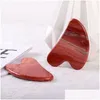 Massaggiatore viso Bellezza Cura della pelle Strumento Cura Masr Guasha Board Agopuntura Scra Collo facciale Corpo Pietra naturale Diaspro rosso Gua Sha Mas Drop Dhejr