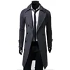 Erkek trençkotları moda markası sonbahar ceketi uzun rüzgarlık erkekler yüksek kaliteli ince uydurma düz renkli çift göğüslü 230914