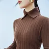 Women's Sweaters -Coming Winter Tops Solid Button Turn-down Collar Pullovers Female Thick Turtleneck Knitted High Street Women Sweater V330