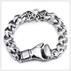 Braccialetti con ciondoli 8,66 pollici '13 mm Liscio lucido Colore argento Gioielli in acciaio inossidabile Curb Catena cubana Bracciale da uomo Braccialetto da boxe