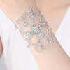 Tornozeleiras strass cristal oco flor brilhando moda feminina braço jóias nupcial casamento pulseira bordada e tornozeleira