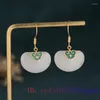 Dangle Earrings White Jade Ruyi Designer Amulets Gemstones Women Natural Accessories 925 Silver Charm Jadeite Gift Chinese Jewelry