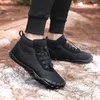 Kleidschuhe Winter Barfußstiefel Herren Sport Knöchel Schnee Plüsch Bergsteigen Warm Lässig Groß 47 Schwarz 230912