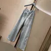 Jeans da donna jeans firmati tasca chiodo trapano lettera pantaloni in denim ricamati primavera vita alta gambe larghe Jeans invecchiati abbigliamento donna x0914