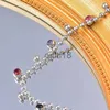Pendentif Colliers Pendentif colliers LEEKER 316L acier inoxydable couleur argent collier pour femmes coloré cubique zircone perles tour de cou accessoires bijoux 007 x09