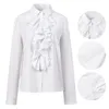 Blouses Femmes Femmes Gothique Victorien Blouse Steampunk Ruffle Vamp Renaissance Pirate Chemise Top OL Bureau Dames Affaires Blanc