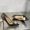 Nouvelle décoration en cristal Gianvito Rossi femmes pompes chaussures chaussures de créateur 10CM chaussure à talons hauts en cuir véritable pointu mode fête usine chaussures