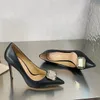 Nuova decorazione di cristallo Gianvito Rossi Scarpe da donna Décolleté Scarpe firmate 10CM Scarpe eleganti con tacco alto Scarpe da fabbrica per feste di moda a punta in vera pelle