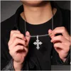 Vintage Cross Necklace Fashion Mens Gold Hip Hop Iced Out Pendant Halsband smycken Drop Delivery DHHT9