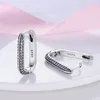 Hapour 925 Silver Women Hoop örhängen Fashion Pendientes gåva för kvinnlig tjej mousserande Pave Cz U Heart Shape Star Moon Earring