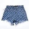 Denim Shorts Women Brand Pants Hyun Ya Wind Trend Classic Full Printed Letters Summer High Quality Casual Waist270g