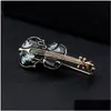 Pins Brooches Uni Musical Instruments Violin Maple Leaf For Women Enamel Coat Collar Brooch Drop Delivery Jewelry Dhiv3