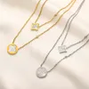 Klassieke merksieraden Brief hanger kettingen ketting 4/klavertje vier Kristal roestvrijstalen trui ketting voor dames Kerstmis