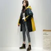 Women's Trench Coats Windbreaker Womens Middle Long 2023 Spring And Autumn Korean Loose Gabardina Mujer Casual Color Contrast Hooded Coat