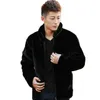 Men's Fur Faux Fur Wholesale- Mens Winter Leather Jacket Zipper Cardigan Men's Mink Coat Brand Youth Men Faux Fur Coats Motocycle Factory Direct ClothingL230914