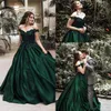 2019 Vintage Dark Green Ball Gown Prom Evening Dresses Formal Elegant Off Shoulders Applique Sequin Long Formal Pageant Gowns283g