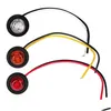 Car Emergency Lights 10Pcs Waterproof 3Led 3/4 Round Trailer Side Marker Yellow White Red For Trucks Clearance Truck Turn Signal Lamp1 Dhcwy