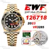 EWF GMT 126718 VR3285 Automatic Mens Watch 18K Yellow Gold Ceramics Bezel Black Stick Dial 904L Steel JubileeSteel Bracelet Super Edition Puretimewatch 06