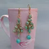 Dangle Earrings KKGEM 25x43mm Natural Green Amazonite Small Nugget Gold Plated Hook For Women Gift