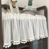 Cortina de tule coreano metade para cozinha sheer voile janela valance café curto porta do armário cortinas decorativas