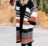 Women's Sweaters Autumn/winter Cardigan Sweater European And American Plus-size Loose Stripe Contrast Two-pocket Coat