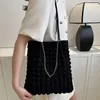 Bolsas de compras, bolsa coreana para mulheres moda nuvem bolha xadrez casual bolsa de ombro casual meninas de cor sólida shoppper shopping feminino designer de luxo