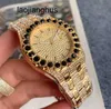 Diamond Watch Womens Watches Big Rhinestone Kakma Dış Erkekler Halka Orta Sıra Elmas Saatler Otomatik Roman Ünlü Kol saati